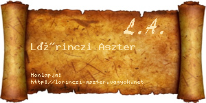 Lőrinczi Aszter névjegykártya